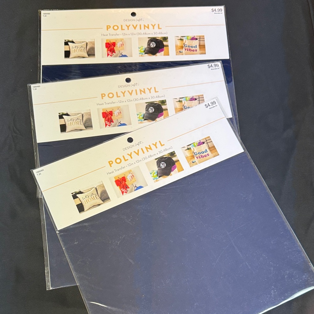 Design Loft Polyvinyl Heat Transfer vinylSheets htv navy blue in color 3 sheets